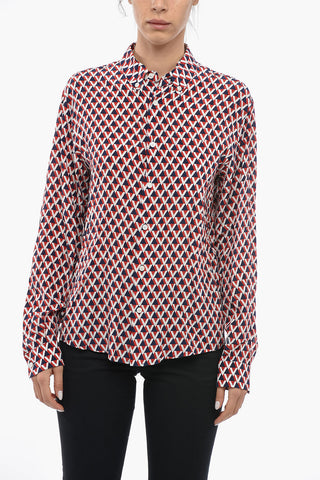 Camicia Button-down in Seta con Motivo Monogram