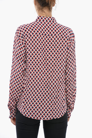 Camicia Button-down in Seta con Motivo Monogram