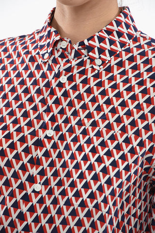 Camicia Button-down in Seta con Motivo Monogram