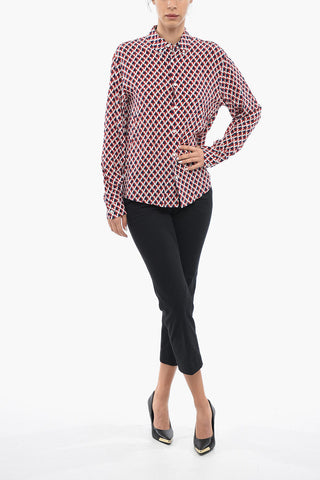 Camicia Button-down in Seta con Motivo Monogram