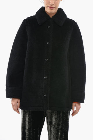 Cappotto Monopetto Teddy con Tasche a Filo