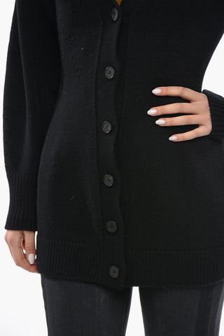 Wool Maxi Cardigan with V-Neck