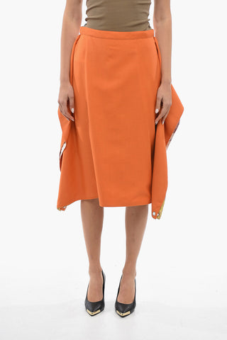 Wool Maxi Skirt With Map Print
