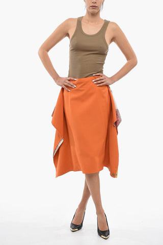 Wool Maxi Skirt With Map Print