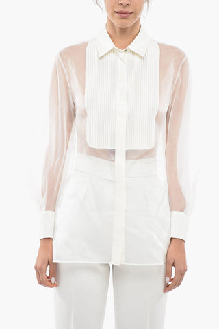 STUDIO Organza Silk AVON Shirt with Pleated Plastron