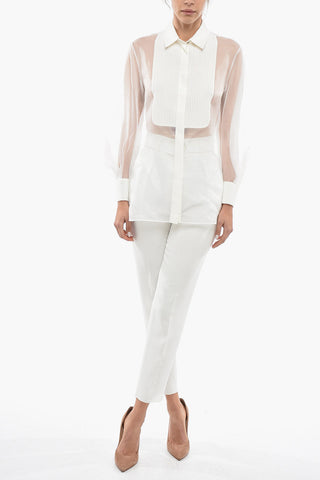 STUDIO Organza Silk AVON Shirt with Pleated Plastron
