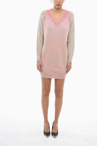 Aran Wool Dress with Lace Detail