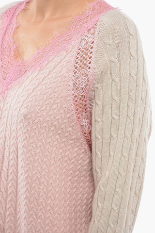 Aran Wool Dress with Lace Detail