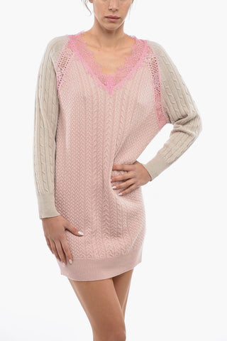 Aran Wool Dress with Lace Detail