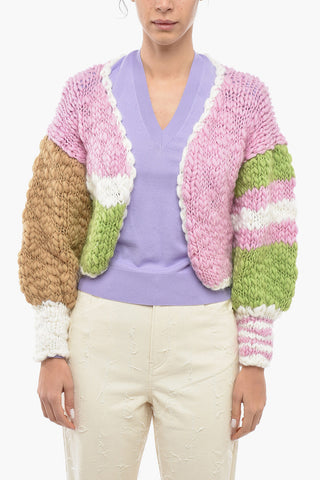 Cardigan Aran Crop con Maniche Blusanti