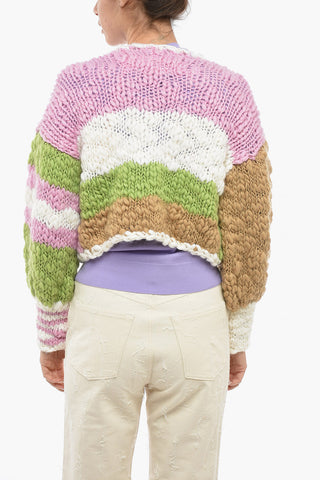 Cardigan Aran Crop con Maniche Blusanti