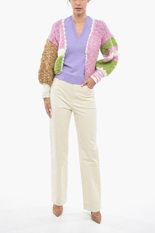 Cardigan Aran Crop con Maniche Blusanti