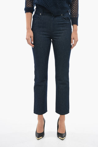 Jeans Regular Fit a Tinta Unita con Bottone Logato 19cm