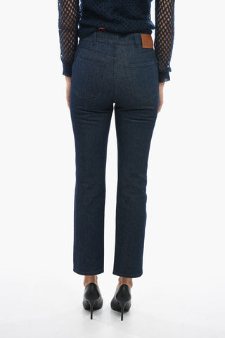 Jeans Regular Fit a Tinta Unita con Bottone Logato 19cm