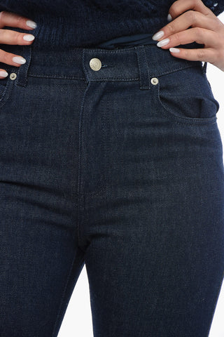 Jeans Regular Fit a Tinta Unita con Bottone Logato 19cm