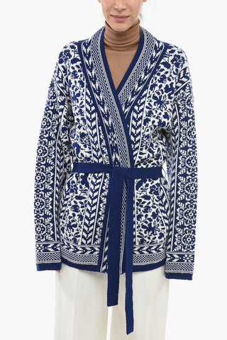 mythical motifs Wool COZY Cardigan with Belt