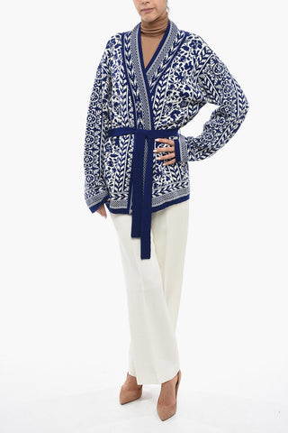 mythical motifs Wool COZY Cardigan with Belt