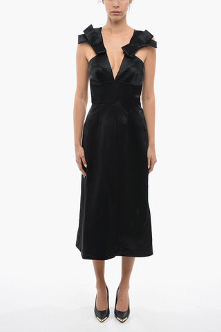 Satin Sheath Dress with Bows on the Straps