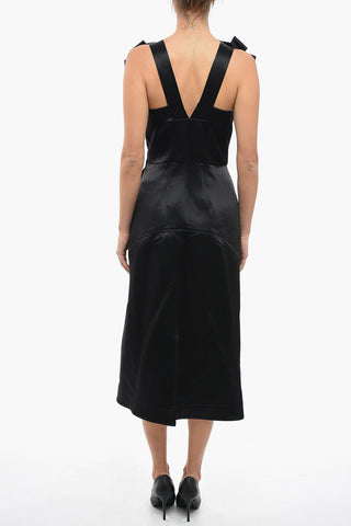 Satin Sheath Dress with Bows on the Straps
