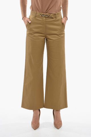 Cropped Wide-leg Trousers with Metal Application