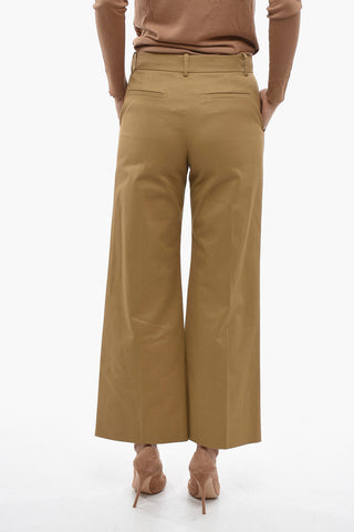 Cropped Wide-leg Trousers with Metal Application