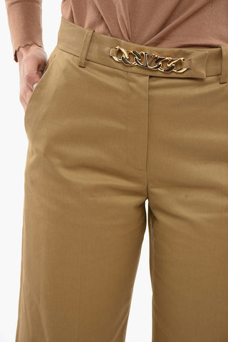 Cropped Wide-leg Trousers with Metal Application