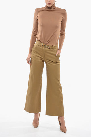 Cropped Wide-leg Trousers with Metal Application
