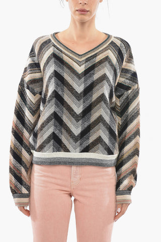 Maglia in Lana con Motivo Herringbone