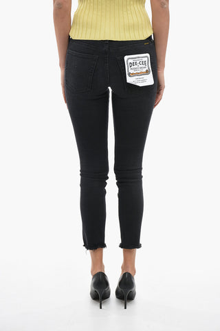Frayed Hem Skinny Fit Dark Wash Jeans 13cm