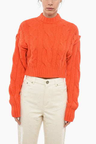 Maglione Crop Lavorato a Trecce