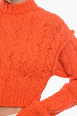 Maglione Crop Lavorato a Trecce