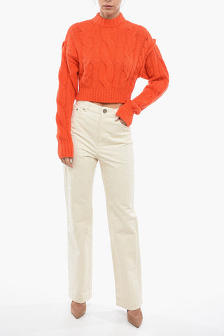 Maglione Crop Lavorato a Trecce