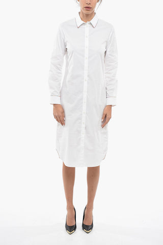 PS Standard Collar Cotton Blend Midi Shirt Dress