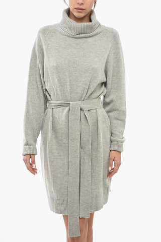 Knitted KAMELA ANN Dress with Belt and Rib Details