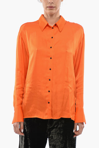 Satin JENKA Oversized Shirt with Side Slit