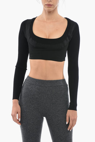 Viscose Blend Cropped Top with Scoop Nekcline