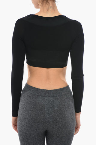 Viscose Blend Cropped Top with Scoop Nekcline