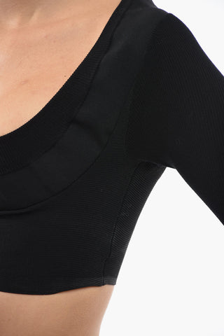 Viscose Blend Cropped Top with Scoop Nekcline