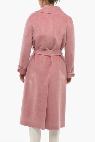 Concealed Closure Single-breasted Cashmere Coat with Belt