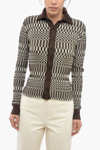 Striped Slim Fit Sweater with Polo Neck