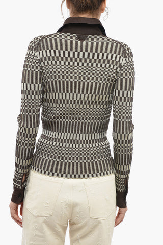 Striped Slim Fit Sweater with Polo Neck