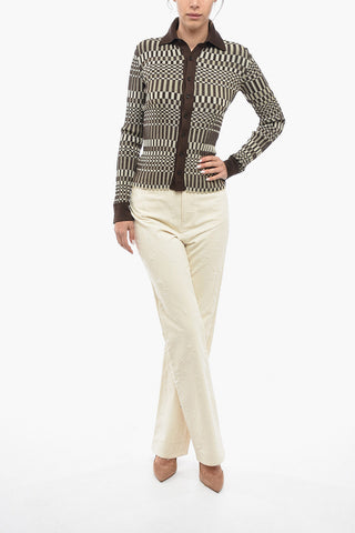 Striped Slim Fit Sweater with Polo Neck