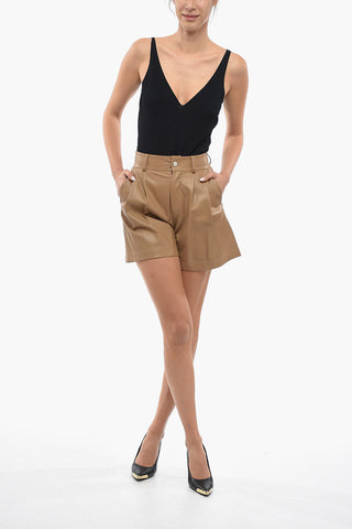 Double Pleat Leather Short