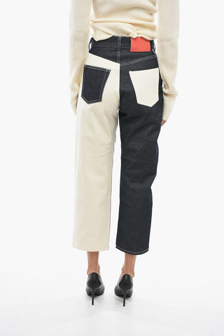 Jeans Regular Fit Bicolore con Cuciture a Vista 21cm