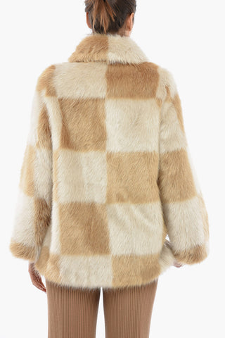 Check Patterned NANI Eco-fur Coat