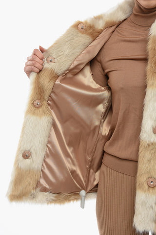 Check Patterned NANI Eco-fur Coat