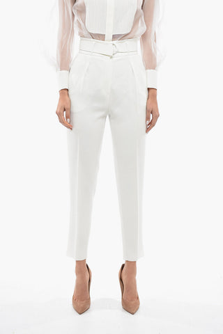 STUDIO Single-pleated ARIEL Pants with Eco-leather Belt
