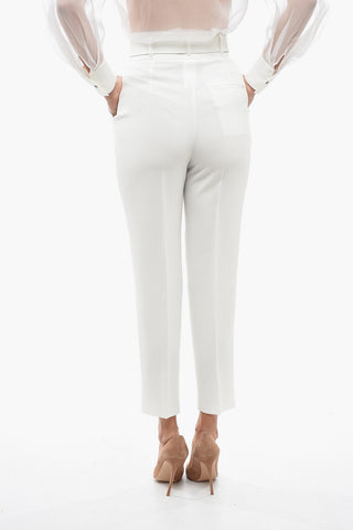 STUDIO Pantaloni con Pinces ARIEL con Cintura in Ecopelle