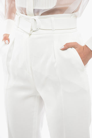 STUDIO Pantaloni con Pinces ARIEL con Cintura in Ecopelle