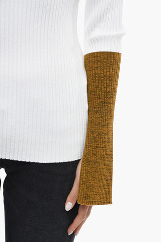 GENIUS 2 Ribbed Turtleneck Sweater with Contrasting Sleeves